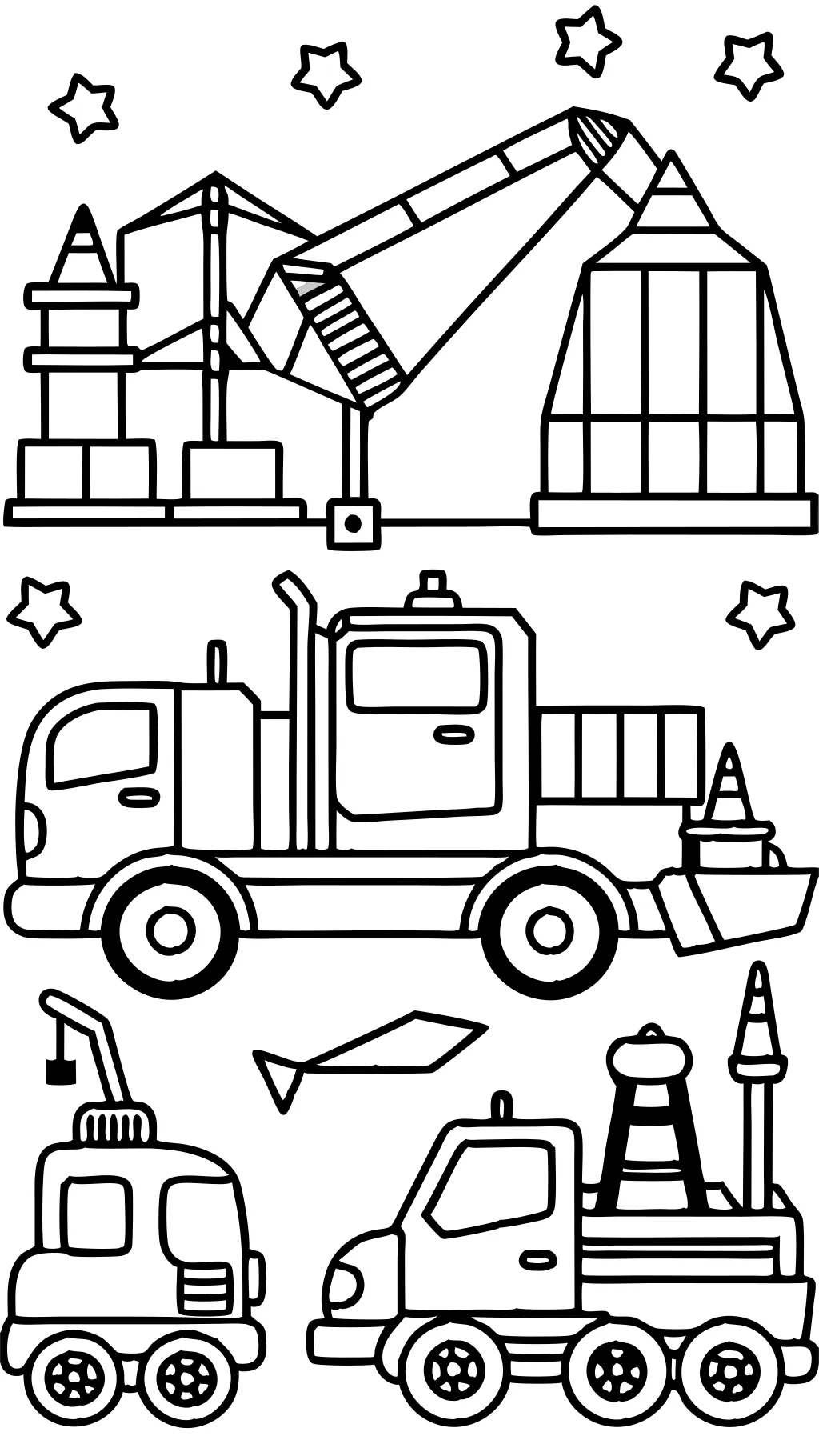 construction trucks coloring page